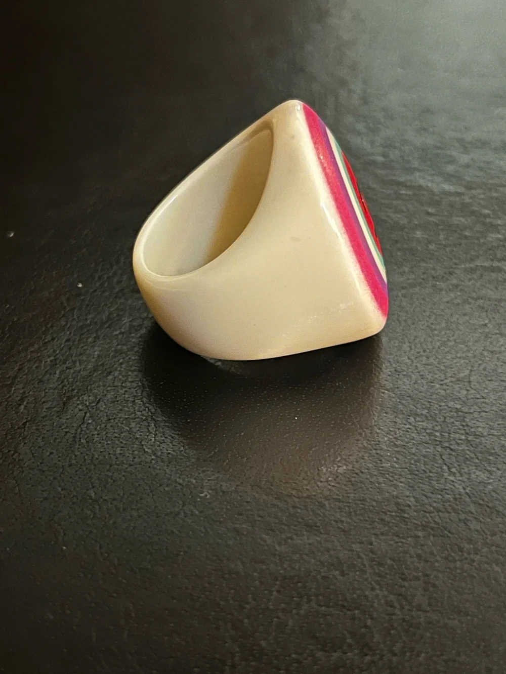 ChaneI Chunky Acrylic Colorful Circle Letter Logo Bold Statement Ring